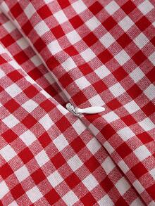 Sweetra Retro Plaid Round Neck Design Sense College Style Sexy Girl Sleeveless Shirt, Summer New Tie-Up Slim Fit Delicate Girly Sweet Blouse For Women - Red - View 5