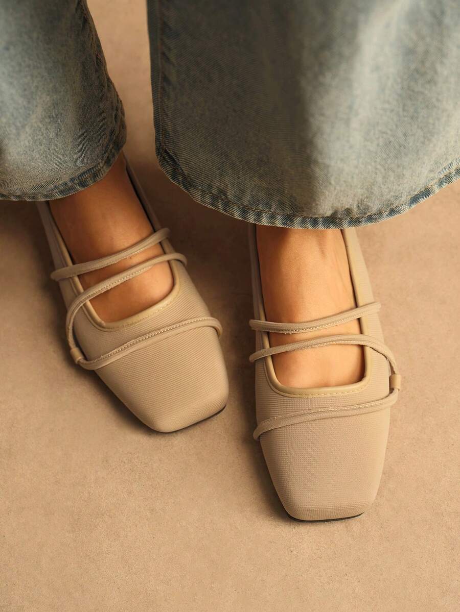 Rosivie Women's Square Toe Casual Everyday Commute Versatile Shoes - Apricot - View 1