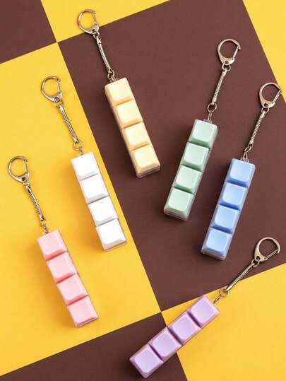 MINKOJA 1PC Joivida Simple Colorful Keyboard Fidget Toy 4 Keys Cube Stress Relief Keychain For Car Bag Keyring Adult Focus Relaxation Gift