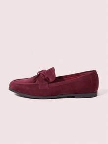 CUCCOO DOLLMOD Round Toe Comfortable Black Bow-Knot Patent Leather Fashionable Ladies Flat Shoes Spring Shoes Spring Break Easter Valentine's Day - Burgundy - View 7