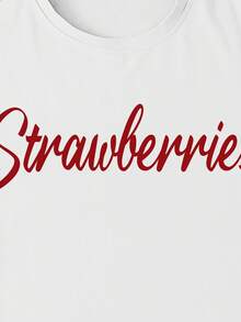 Manfinity RSRT 男士休闲草莓印花宽松落肩T恤，时尚百搭，适合度假、日常通勤和街头风格 - 白色 - 查看 4