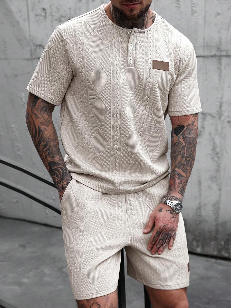 Manfinity CasualCool 男士T恤套装 - 卡其色 - 查看 1