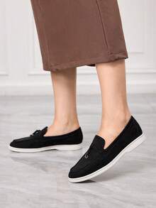 Sleekvia Zapatos planos versátiles y casuales de punta fina para mujer para Navidad - Negro 1 - Ver 5