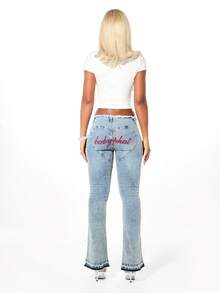 BABYPHAT 情人节款V领婴儿T恤，饰有心形Logo和水钻，短袖纯棉上衣 - 白色 - 查看 5