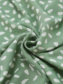 Olithes Vestido de tirantes con busto fruncido con estampado total, atuendo de playa de vacaciones para mujeres - Verde - Ver 7