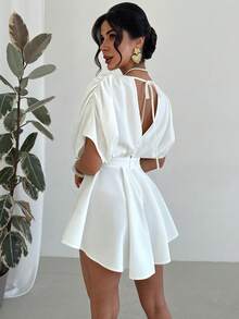 Firerie Women's Casual And Elegant Asymmetrical Mini Skirt / Valentine's Day Dress / Birthday Dress / Beach Vacation Dress / Music Festival / Party Dress / Pretty Dress / Summer Dress / Elegant Party Dresses / Beach Dresses / Wedding Guest Dress For Women / Vacation Dress / White Dress - White - View 9