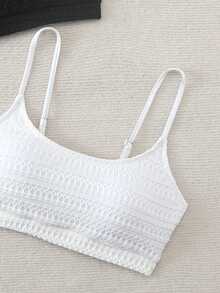 Swim Vcay Áo bơi nữ màu trơn, chất liệu có họa tiết, thích hợp cho kỳ nghỉ biển. - Đen và trắng - Xem 5