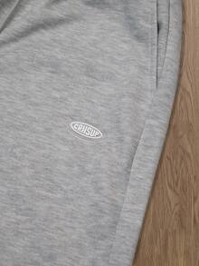 TOKVUE Quần nỉ ống rộng cạp chun màu tương phản đa năng thường ngày dành cho nam - Xám - Xem 4