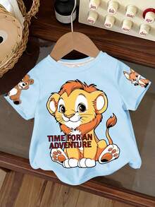 Baby Jungen Lässiges Cartoon Muster Rundhals Locker Kurzarm T-Shirt, geeignet für den Sommer - Verschiedenfarbig - Übersicht 2