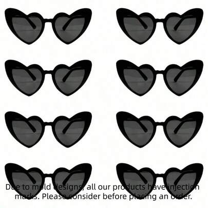 SHEIN 8PCS Women Vintage Heart Fashion Glasses, Fashion Cat Eye Heart Glasses For Bridal Shower, Bachelor Party, Wedding, Bride Team Favor, Fashion Accessory(A Little Scratch, Please Do Not Order)