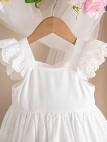 Babygirl Cute Floral Embroidery Ruffle Hem Summer Casual Dress - Multicolor - View 9