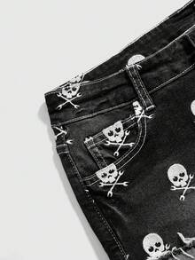 ROMWE Grunge Punk 女士复古Y2K朋克风超低腰牛仔短裤 - 黑色 - 查看 3