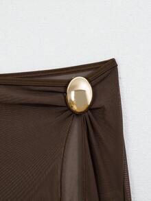 Swim Vcay Women's Summer New Vacation Style High Slit Mesh Swimwear Bottom - Brown - View 4