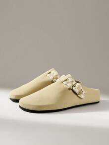 Solecia 女士休闲百搭通勤搭扣平底鞋 - 卡其色 - 查看 2