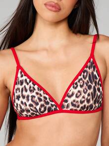 MISSGUIDED Leopard Print Triangle Bra With Red Contrast Trim For Intimate Occasions - Multicolor - View 5
