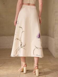 MOTF PREMIUM WOMEN'S FLORAL PRINTED A-LINE SKIRT, SPRING/SUMMER - Multicolor - View 3