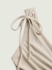 GlowEve 2pcs Set: Asymmetric Tie-Up Ruched Camisole Top And Shorts, Spring/Summer - Multicolor - View 4