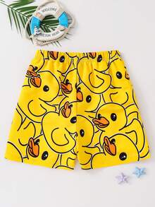 SHEIN Quần bơi nam tuổi teen kiểu dáng thường ngày, in hình vịt vàng hoạt hình ngộ nghĩnh, phối màu tương phản, mỏng nhẹ, thích hợp cho kỳ nghỉ biển, bãi biển, tiệc bể bơi, mùa xuân/hè. - Nhiều màu - Xem 8