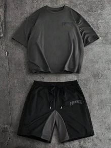 Men's AXEPEAK Casual Fashion Street T-Shirt And Drawstring Waist Shorts Set - Multicolor - View 10