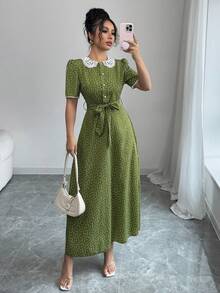 Modelyn 女士波点彼得潘领腰带设计优雅收腰长款派对连衣裙绿色波点连衣裙系带长款连衣裙女士绿色连衣裙彼得潘领连衣裙长款休闲连衣裙女士连衣裙优雅夏季连衣裙绿色长款连衣裙绿色长款连衣裙蝴蝶结腰带连衣裙优雅绿色女士连衣裙田园风绿色连衣裙绿色休闲连衣裙长袖绿色正式连衣裙橄榄绿波点蕾丝领中长连衣裙端庄彼得潘领腰带连衣裙优雅彼得潘领A字裙 - 綠色 - 查看 3