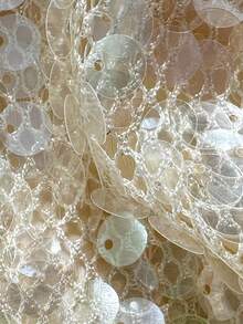 Swim SXY 亮片纹理挂脖三角罩杯比基尼上衣，性感女士泳装套装，适合春夏度假 - 杏色 - 查看 5