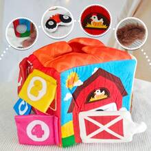 MINKOJA 婴儿农场小屋布书，农场动物布艺玩具，迷你农场小屋盒装小房子娃娃，6-12个月婴儿玩具，13件套惊喜谷仓玩具，含毛绒农场动物、摇铃、软纸、镜子。复活节，复活节礼物，儿童节，婴儿用品，婴儿必需品，婴儿玩具，婴儿摇铃和毛绒戒指 - 彩色 - 查看 3