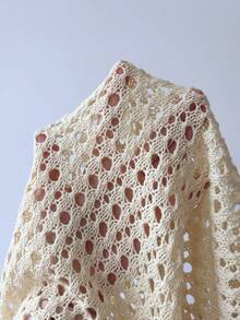 GlowEve Yellow Hollow Knit Camisole Dress For Women, Spring/Summer, Layerable Mid-Length Cover Up Knit Top - Yellow - View 8