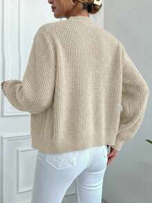 EURMUSE Solid Button Front Cardigan - White - View 2