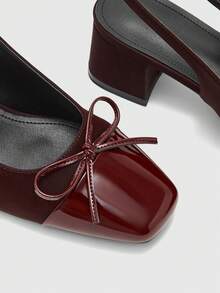 CUCCOO BIZCHIC 女士经典黑色高跟绑带平底鞋，圣诞节时尚之选 - 巧克力棕 - 查看 8