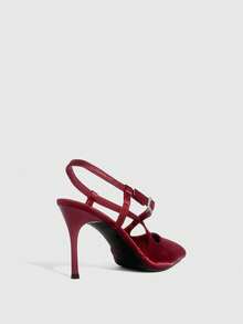 CUCCOO SZL Tacones altos de diseño con hebilla de punta fina para mujer, versátiles para uso diario - Burdeos - Ver 8