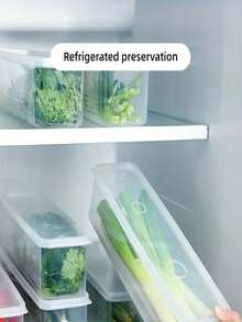 4pcs Rectangular Food Storage Containers, Reusable Plastic Refrigerator Organizer Boxes For Storing Scallions, Parsley, Cilantro, Garlic, Noodles, Eggs, Etc. With Lids, Hand Washable, Kitchen Essential, Back To School Must-Have - Multicolor - View 4