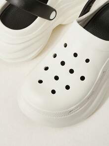 Cuccoo Ladies White And Black Breathable Hole Shoes Can Be DIY Shoe Flower Decoration Outdoor Beach Casual Sandals Bag Head Slippers Valentine's Day - White Black - View 5