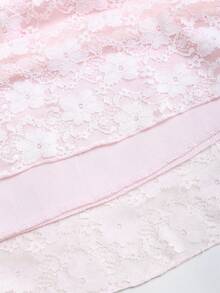 Sweetra Women's Sweet & Gentle Style Romantic Lace Dress, Hollow Embroidery All-Lace Jacquard, Suitable For Dates & Commuting, Light Pink - Pink - View 6