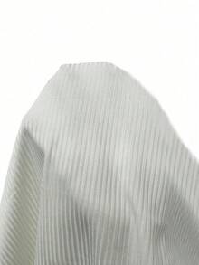 SHEIN Tall 女士纯色甜心领长袖罗纹优雅T恤 - 白色 - 查看 5