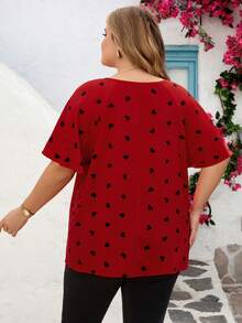 SHEIN CURVE+ Áo cỡ US22 dành cho người có đường cong cơ thể. Thích hợp cho lễ hội âm nhạc, kỳ nghỉ bên bờ biển, phong cách bohemian. Áo sơ mi mùa xuân và hè dáng xếp ly hình trái tim. - Nhiều màu - Xem 2