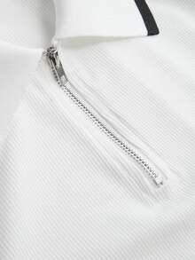 Franclia Camiseta de cuello polo sin mangas con ribete de contraste para mujer - Gris - Ver 6