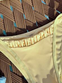 Swim Mod Light Yellow Stone Accent Tie-Front 2 Pieces Bikini Set - Light Yellow - View 9