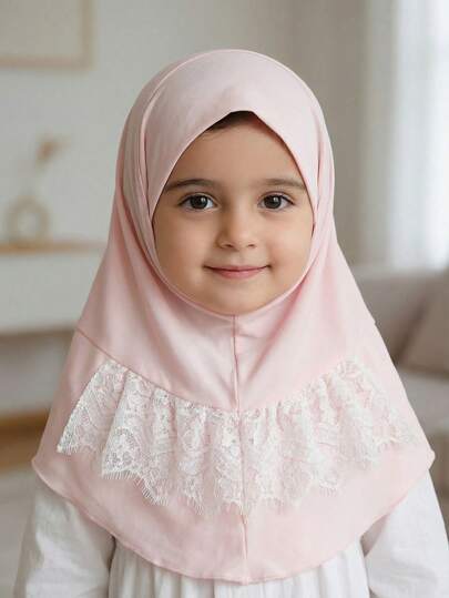 Cozy Pixies 1顶儿童帽子，防尘防风蕾丝头巾，适合女孩，高弹纯色头巾