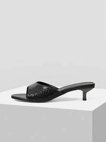 Mnmlis Women's Fashion Daily Wear Slip-On High Heel Sandals - Black - View 5