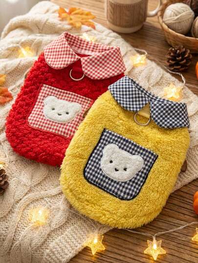 PETSIN 这款宠物背心防风、防掉毛、防静电。可爱的纯色设计，适合布偶猫、英国短毛猫、俄罗斯蓝猫以及毛发呈银色渐变的小型至中型犬。秋冬季日常穿着舒适，是宠物爱好者的必备单品。