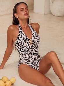 Swim Chiccia Traje de baño de una pieza para mujer, elegante y personalizado con estampado de conchas marinas, para playa, fiesta en la piscina, ocio y vacaciones, primavera/verano 2022 - Multicolor - Ver 5