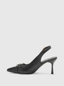 CUCCOO BIZCHIC Women Shoes Women's Pointed Stiletto Black Cross Strap Back Strap Fashion Versatile Commuter Daily Work Women's High Heel Shoes Back Empty Women's Shoes Valentine's Day - Black 1 - View 9