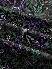 ROMWE Đầm slip size lớn gợi cảm họa tiết rắn và đại bàng bí ẩn kiểu Gothic, thích hợp cho mùa xuân/hè. - màu đen - Xem 4