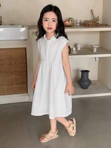 DAZY Girls Sleeveless Dress, Young Girl Fall Clothes - White - View 2