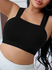 1 pieza Sujetador inalámbrico cómodo y sin costuras de talla grande - Negro - Ver 5