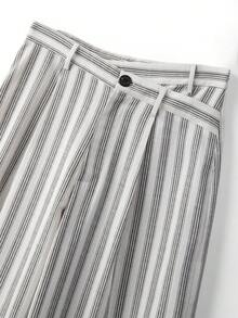 Franclia Striped Print Wrap Waist Button Casual Vacation Pants - Multicolor - View 7
