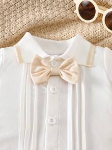 Souflis Souflis 0-3岁婴幼儿男女通用绅士风领结短袖连体衣，适合6-24个月男婴，春夏日常/户外/居家穿着。 - 彩色 - 查看 8