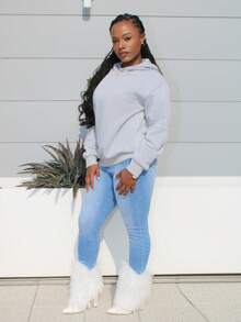 Steph T Women's Thermal Lined Sweatshirt With Disco Club Light Bulb Print, Long Sleeve Tops Graduation,Back To School Outfits,Graduation,Teacher Outfits For Women,Back To School Pullover Fall Outfit - Grey - View 5