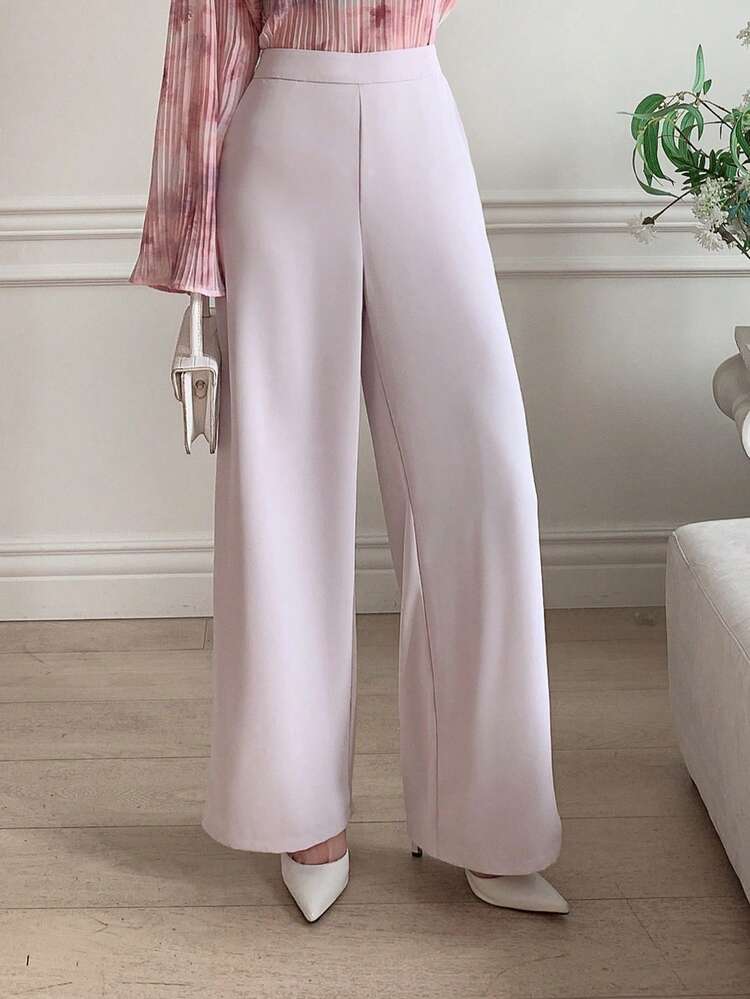 Women's Elegant Design Flared Casual Pants, Suitable For Business, Office, Commuting, Spring & Summer