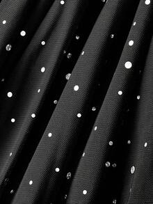 SHEIN MOD Women's Black Shiny Mesh Puff Mini Dress, Suitable For Spring/Summer, Party, Wedding Guest, Graduation, Date, Music Festival, Boho Chic, Y2K - Black - View 5